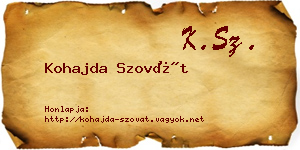Kohajda Szovát névjegykártya